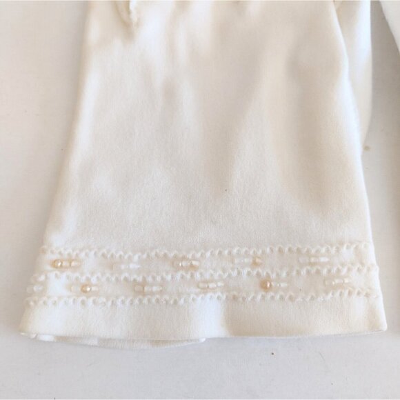 Vintage White Fashion Gloves Beaded Trim Womens One Size - Picture 4 of 7